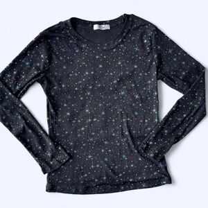 Black Sheer Celestial Star Mesh‎ Top Fairycore Whimsigoth Small